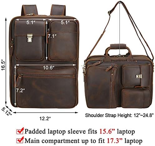 TIDING muški kožni Kabriolet ruksak od 15,6 inča velikog kapaciteta torba za laptop
