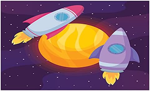 Držač četkica za zube za četkicu za četkicu za četkicu za zube, crtani ilustracija raketnih svemirskog broda oko planete galaktičke