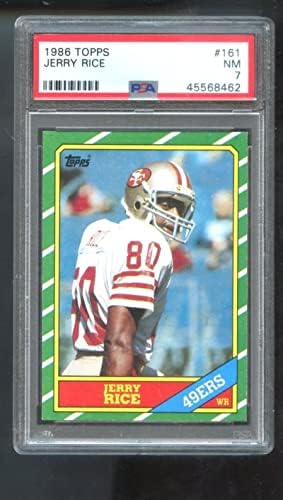 1986 TOPPS 161 JERRY RICE 49ers RC Rookie PSA 7 NM Fudbalska karta - nogometne ploče s autogramiranim rookie karticama