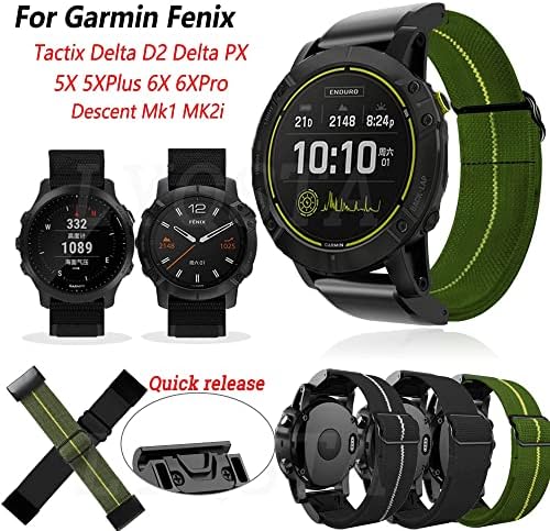 KGDHB 26mm Brzo izdanje najlonska petlja Elastična straža za kaiš Garmin Fenix ​​6x 6 Pro Fenix ​​5x 5 Plus 3HR Tactix Delta MK2 Smart Watch