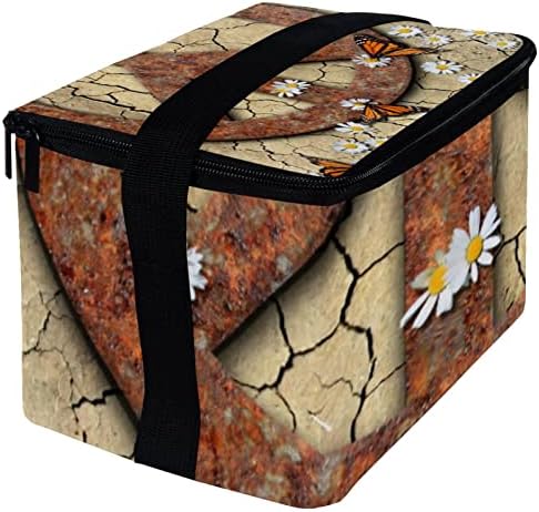 GUEROTKR torba za ručak za muškarce, izolovana kutija za ručak, kutija za ručak za odrasle,uzorak cvjetnog leptira simbola mira