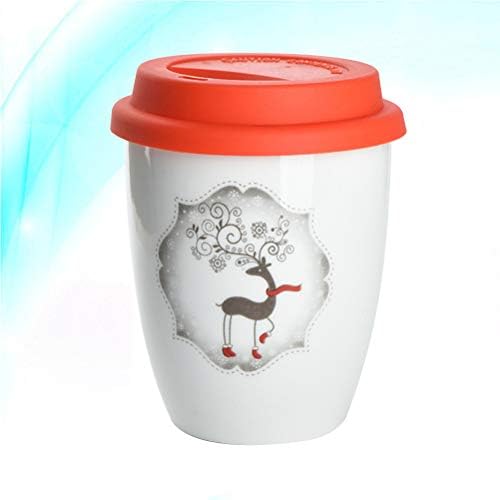 Doitool Čaj za kavu 380ml Keramika krilica Božićna šalica za kavu bez ručke zgušnjavanje modne čaše za čaj sa silikonskim poklopcem