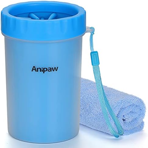Sredstvo za čišćenje psećih šapa, Anipaw 2-u-1 silikonsko sredstvo za čišćenje psećih stopala s ručnikom, Prijenosna čaša za pranje