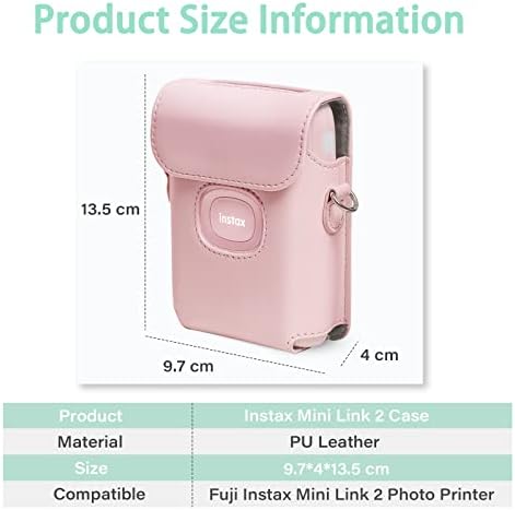 MUZIRI KINOKOO Mini Link 2 futrola kompatibilna za Fuji Instax Link 2 Photo Printer PU kožni zaštitni poklopac u ružičastoj boji