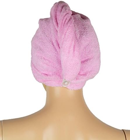 Oblog za ručnik za kosu od pamuka Super upijajući uvijanje s neklizajućom ružičastom petljom