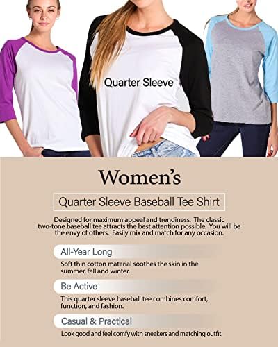 BAIEBLEUE globalne ženske Bejzbol majice - 3/4 rukav Casual Raglan dres Tee Osnovni Vintage Raglan rukav Top