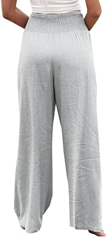 Glienst ženske casual široke noge Palazzo hlače visoke strukske salonske pantalone sa džepovima S-XXL