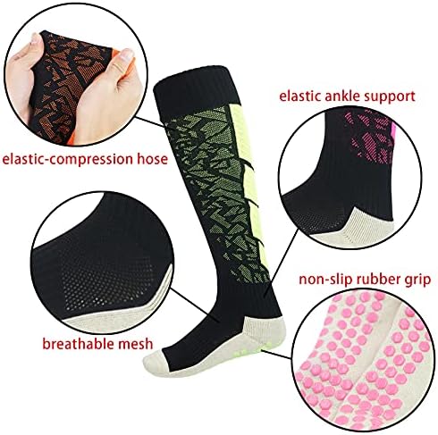 Luwint non klizne čarape za kompresiju, duge antikine cijevi čarape Grip Knee visoke sportske nogometne čarape, 3 para