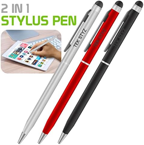 Pro stylus olovka za Figo atrij sa mastilom, visokom preciznošću, ekstra osetljivim, kompaktnim obrascem za dodirne ekrane [3 pakovanje-crno-crveno-srebro]