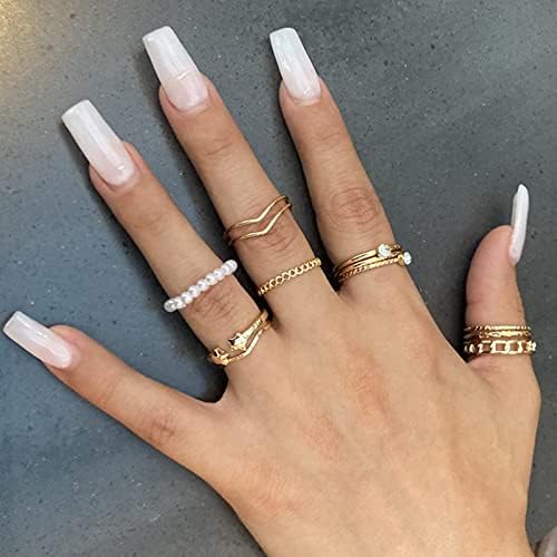 68 kom Gold Knuckle Rings Set za žene djevojke, Slaganje prstena Boho zajednički prst Midi Rings Silver Hollow rezbareni Kristal Slaganje