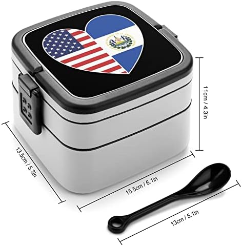 El Salvador i Amerika Zastava za ručak s ručkama za ručak Portable Dvoslojni Bento kutija Veliki kapacitet za ručak kontejner za hranu
