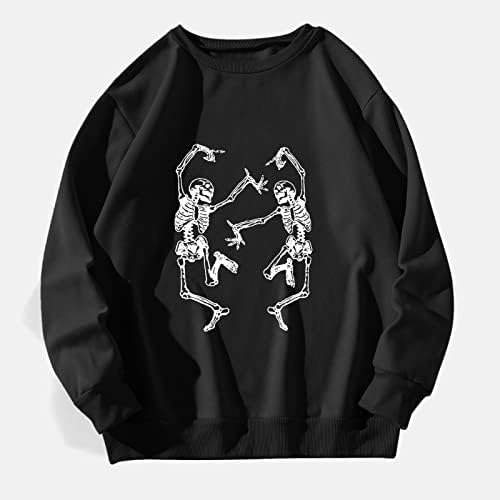 Beuu ženske casual skeleton grafički duksevi udobni pulover dugih rukava za teen djevojke Halloween Ispis skakači