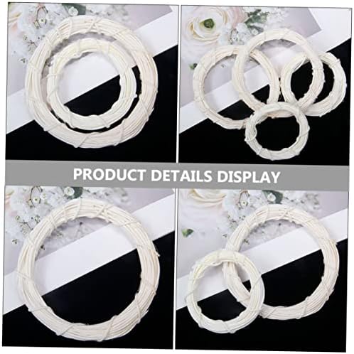 Toyandona 6pcs Bijeli rattan prsten rattan prsten Grop Virland Prirodni Garland Rustic Wearther Dream Croops rattan vijenac krugovi