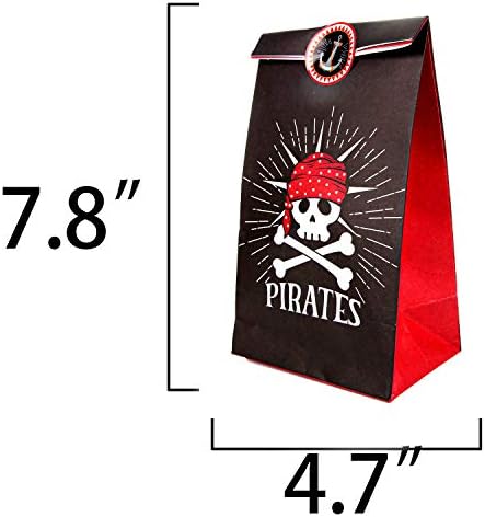 Proloso 24 paket gusarske stranke Favoristeri s naljepnicama klipovi u konopcu Pirate kraft papir poklon goodie kesice bombonske torbe