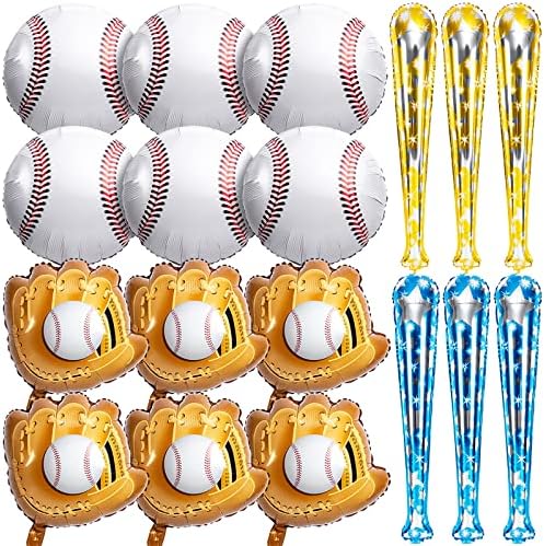 18pieces Baloni za Bejzbol, Big Premium Aluminijumska folija helijumski baloni, 30in Baloni za bejzbol palicu 20in bejzbol rukavica