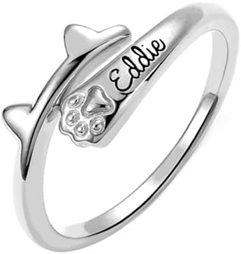 Ime prsten za kućne ljubimce personalizirani oblik mačjeg uha ime prilagođeni Memorijalni prsten za kućne ljubimce pokloni za ljubitelje