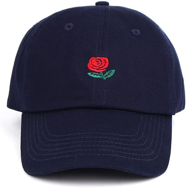 ZSEDP tuš pamučna ruža tata šešir za žene muškarci Podesiva cvjetna bejzbol kapa vez Snapback šešir zakrivljeni ljetni Sunhat