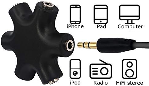 Onelinkmore razdjelnik za slušalice, 5-Jack 3.5 mm audio razdjelnik za slušalice Stereo Audio Adapter za Slušalice, Audio Slušalice