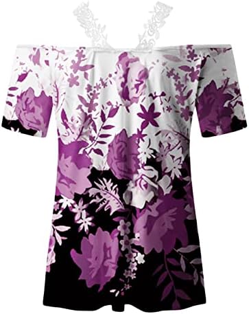 Majice Pulover Ženski proljeće Ljeto tiskovina Lace casual majica s kratkim rukavima Vruća