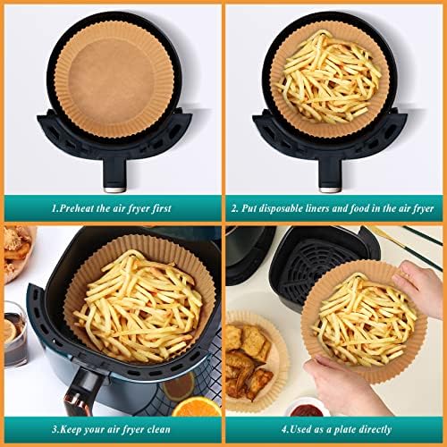 GPUSFAK 100pcs Air Fryer papir za jednokratnu upotrebu Liner - 6.3 inčni okrugli Non-Stick, vodootporan, ulje-dokaz za hranu razred