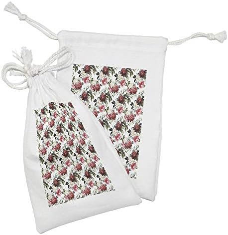 Ampesonne shabby flora tkanina set od 2, stil zemlje cvjetni cvjetni ruže akvarel slike umjetnost, mala torba za vuču za toaletne