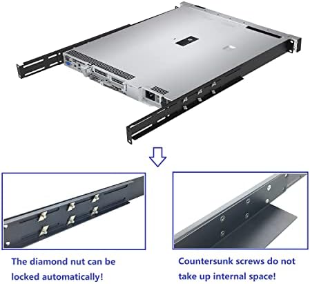 JINGCHENGMEI 1U Universal 4-Post Rack Mount Server Police šine za Dell Compaq HP IBM APC-16.5-29.5 inča Podesiva dubina-110 lbs kapacitet