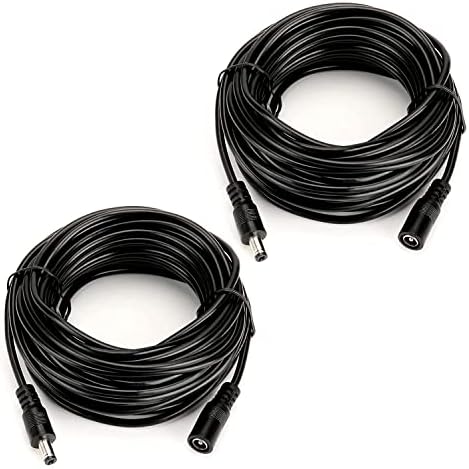 Tnuocke 2pcs 33ft DC produžni kabel, 5,5 mm x 2,1 mm DC ekstenzijski kabel crne za štampače / CCTV sigurnosna kamera / usmjerivači