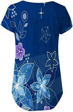 Ženska proljetna moda 2023 vrhovi za skrivanje trbušnog tunika cvjetnog tiskanog ležerne kratkih rukava Henley bluze majice