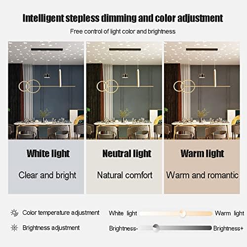 JHBHQKX Moderna LED privjeska svjetla, projekcija zvijezda Creative LED luster zatamnjenja Linearna linijskog učvršćivanja Podesivi