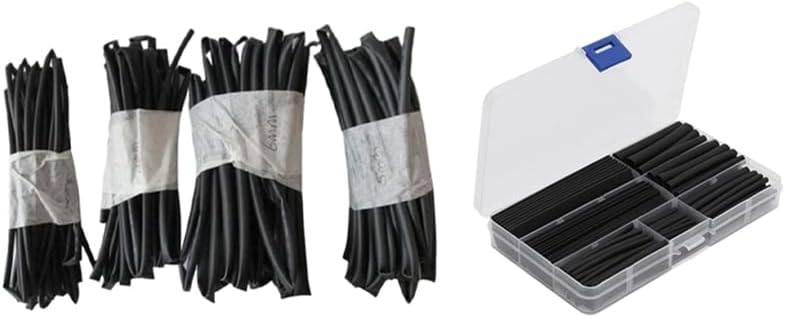 150pcs žica crna futorska kutija toplotna cijevi za cijevi za cijev za cijev sortirane rukave s cijevi za toplinu 3-4-5-6mm 4 x 1