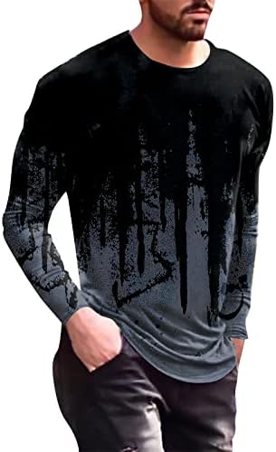 Gdjgta Muška moda Retro Sports Fitness na otvorenom 3D digitalna tiskana majica dugih rukava TOP bluza MENS TURTLENECK Long
