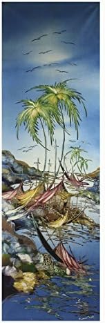 Batik Umjetnička Slika, 'Ribarsko Selo' Od Jeffrija