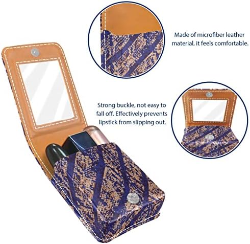 ORYUEKAN Mini torba za šminkanje s ogledalom, torbica za kvačilo od umjetne kože futrola za ruževe, zmijski uzorak apstraktne pruge