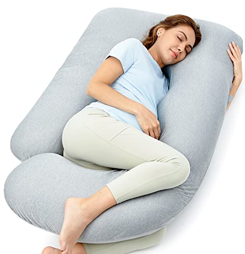 Momcozy trudnički jastuci sa poklopcem za hlađenje, trudnički jastuk za cijelo tijelo u obliku slova U za bočne spavače 57 inča -