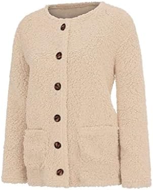 WPoumv Cardigan džemperi za žene plus veličine nejasno runo dugim rukavima s dugim rukavima otvoren prednji kaput sa gumbom u boji