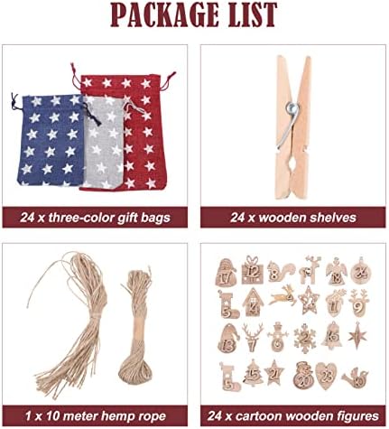 Luxshiny torbe za Božićni Advent Kalendar 1 Set 2021 kalendar odbrojavanja torbe za vezice 24 dana viseći vijenac Advent kalendara