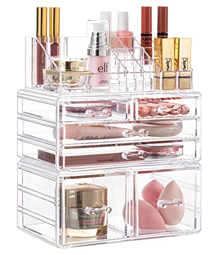 HBLIFI CLEAR akril 3 komada Organizator šminke i Clear 360 Rotirajuće makeup organizator