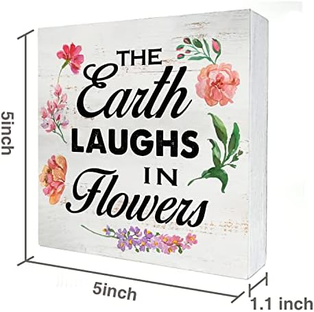 Zemlja se smije u cvijećem drvene kutije potpisuje kućni dekor rustikalni proljetni drveni kutija za blok za blok za zid za zidni