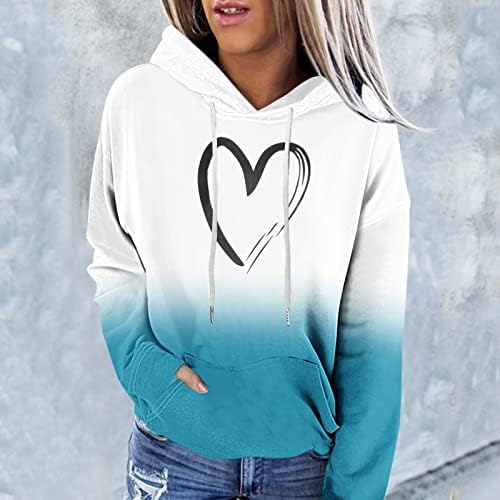 CGGMVCG Grafičke dukseve za žene Ombre srce za ispis dukserice labavi modni casual dugih rukava pulover vrhove