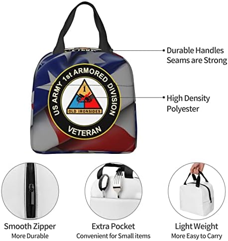 SWPWAB US ARMY veteran 1. oklopna podjela za višekratnu prenosni foliju zakrajena izolirana bento torba za muškarce i žene