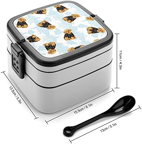 Pas sa hibiskusom uzorka ručak kutija prijenosni dvoslojni bento kutija Veliki kapacitet za ručak kontejner za hranu sa kašikom