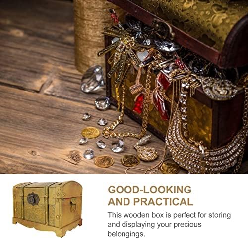 ZEMILA Antique Wood Box Vintage Pirate blesa Box Dekorativno blago kutije za pohranu Kutija za skladištenje Nakit za skladištenje