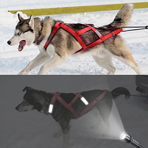 Pawroll Podesivi kabelski svežanj za pse za povlačenje - udoban i prozračan pseći ponderirani prsluk za trekking / skijoring - premium