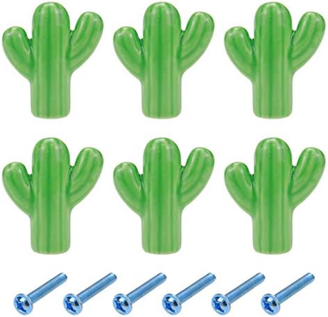 Bitray 6 kom. Kaktus oblik keramičke ladice povlači ručke za ormar ormar za ormar za ormar za kupatilo Kuhinja rubovi