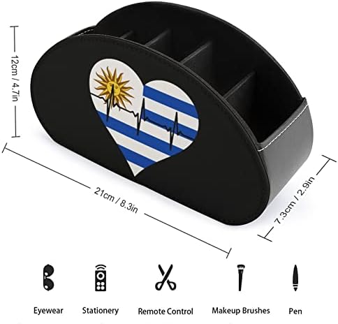 Ljubav Urugvaj Heartbeat držač za daljinsko upravljanje PU kožna TV daljinska kutija za odlaganje sa 5 pretinaca za dom,kancelariju, Desk dekor