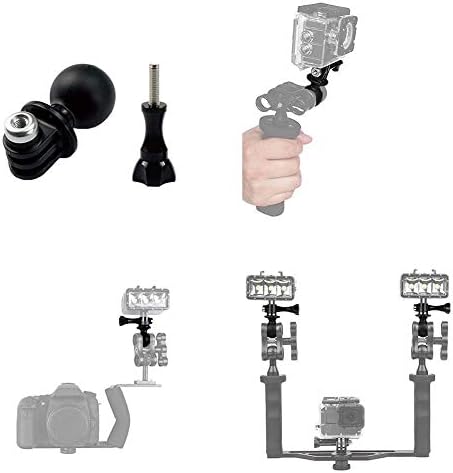 Adapter za montiranje sa loptom sa vijkom od palca za GoPro Hero 11/10 / 5 crno, sesija 5/4, heroj 3 +, DJI osmo akcija, Akaso / Carkrk