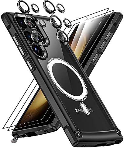 Magnetni telefon Kompatibilan sa Samsung Galaxy S23 Ultra, s Magsafe Case [Nikad Yellow] 2x zaštitni ekran + 2x zaštitnik kamere za