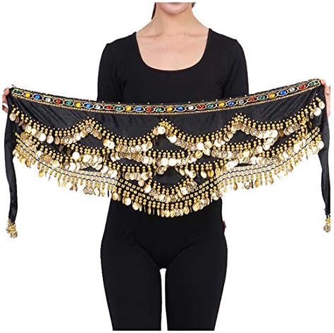 Wuchieal ženski trokutasti trbušni trbuh plesajući šarf omotaju suknju sa zlatnim novčićima