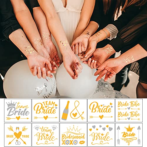 Nevjesta Privremene tetovaže Bachelorette Party Decoration Gold Sliver Vjenčanje lažne tetovaže Naljepnice mladenke Vodootporna naljepnica