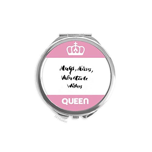 Hugs Kisses Valentine Wishes Quote Mini dvostrano prenosivo ogledalo za šminkanje Queen